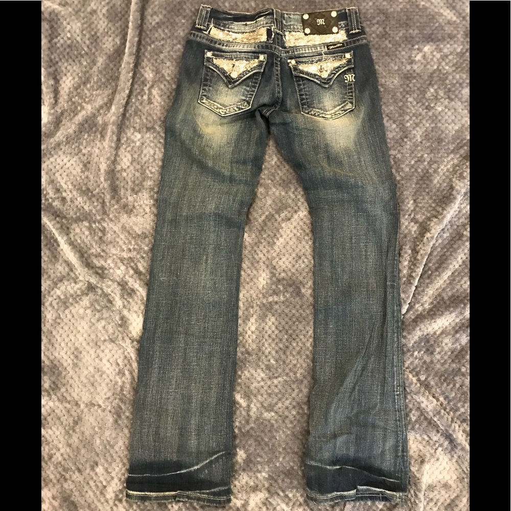 NWOT adorable Miss Me sz 30 silver chain link embellished bootcut jeans